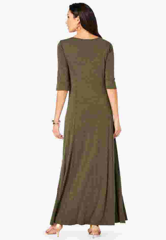 Button Front Heathered Dress image number 1