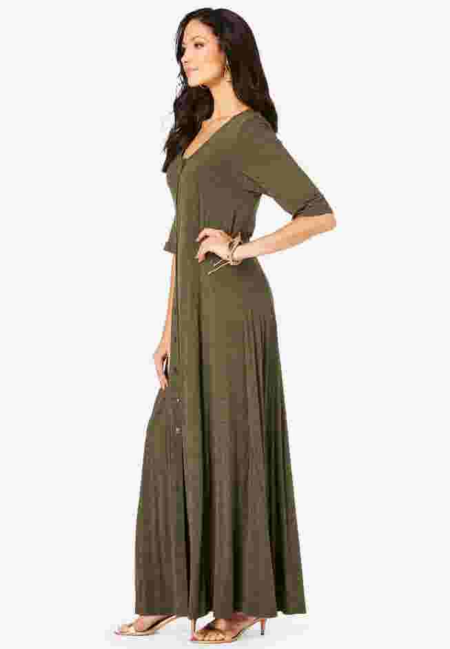 Button Front Heathered Dress image number 2