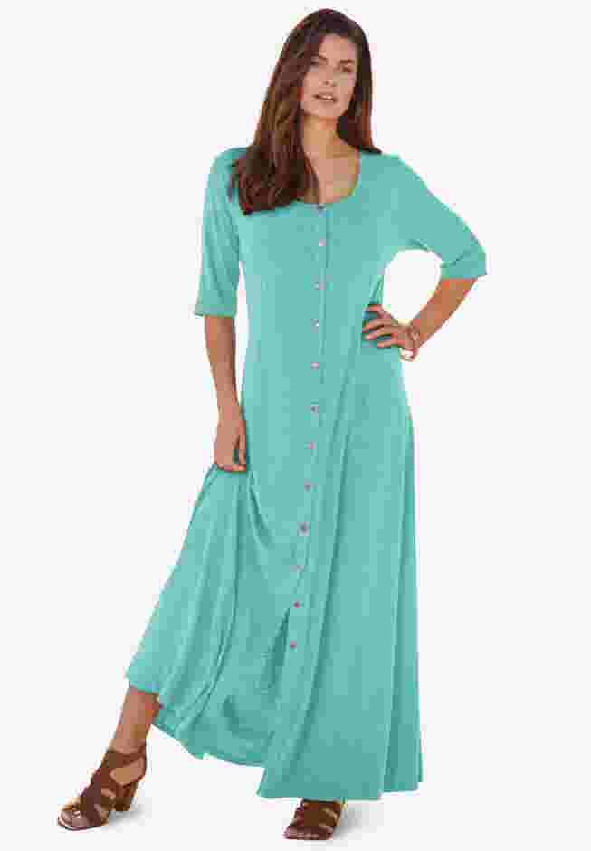 Button Front Heathered Dress image number 0