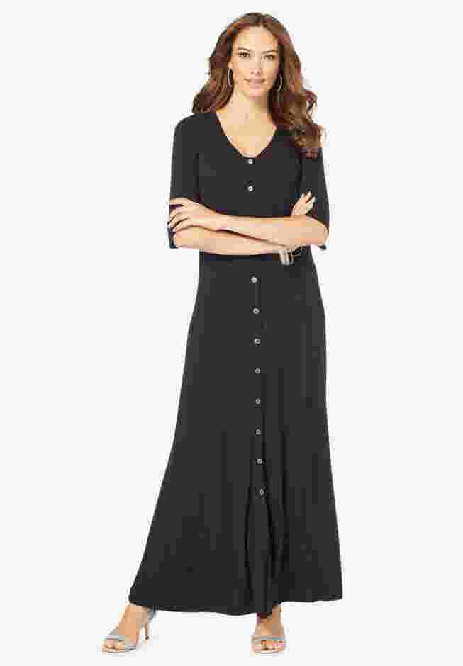 Button Front Heathered Dress image number 0