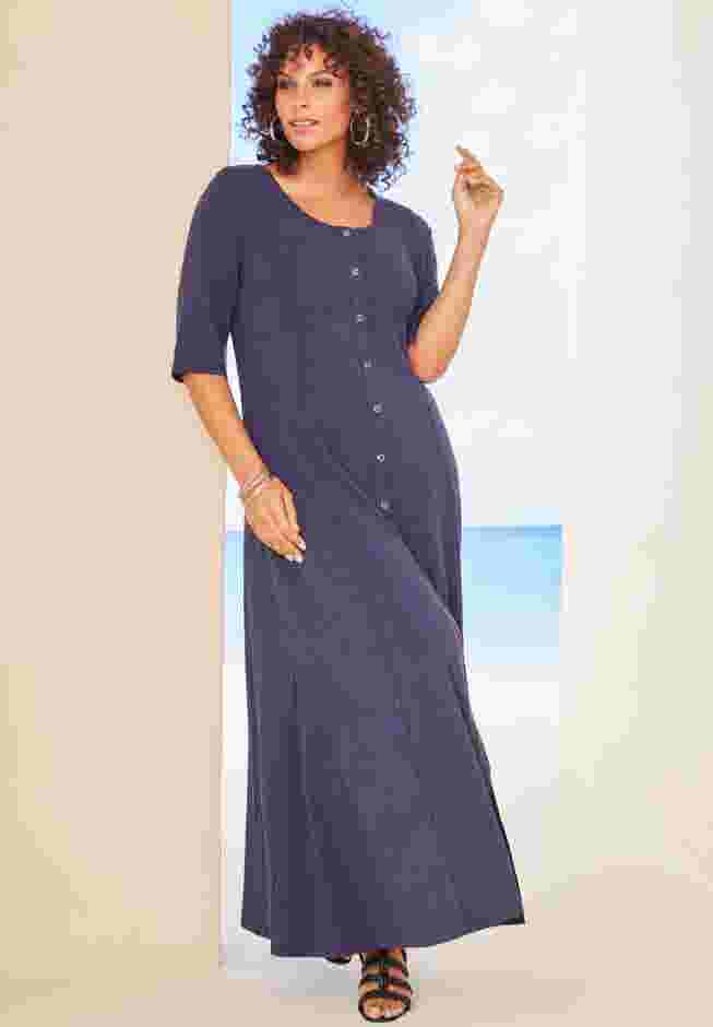 Button Front Heathered Dress image number 0