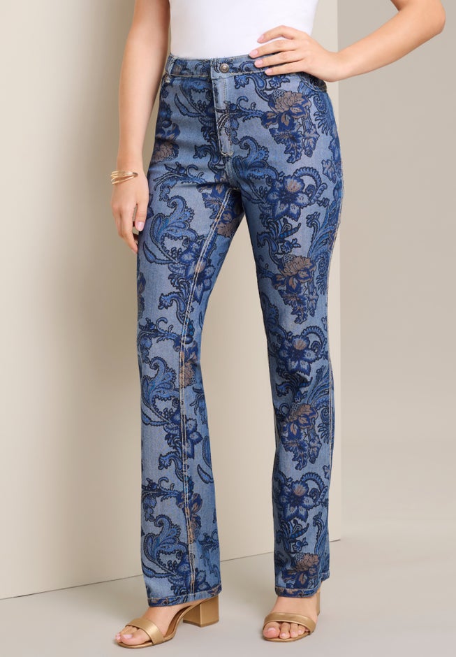 Reversible Printed Bootcut Jean image number 4