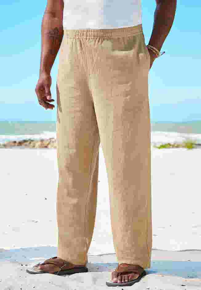 Elastic Waist Gauze Cotton Pants image number 5
