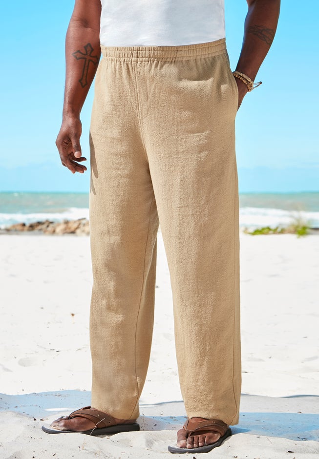 Elastic Waist Gauze Cotton Pants image number 5