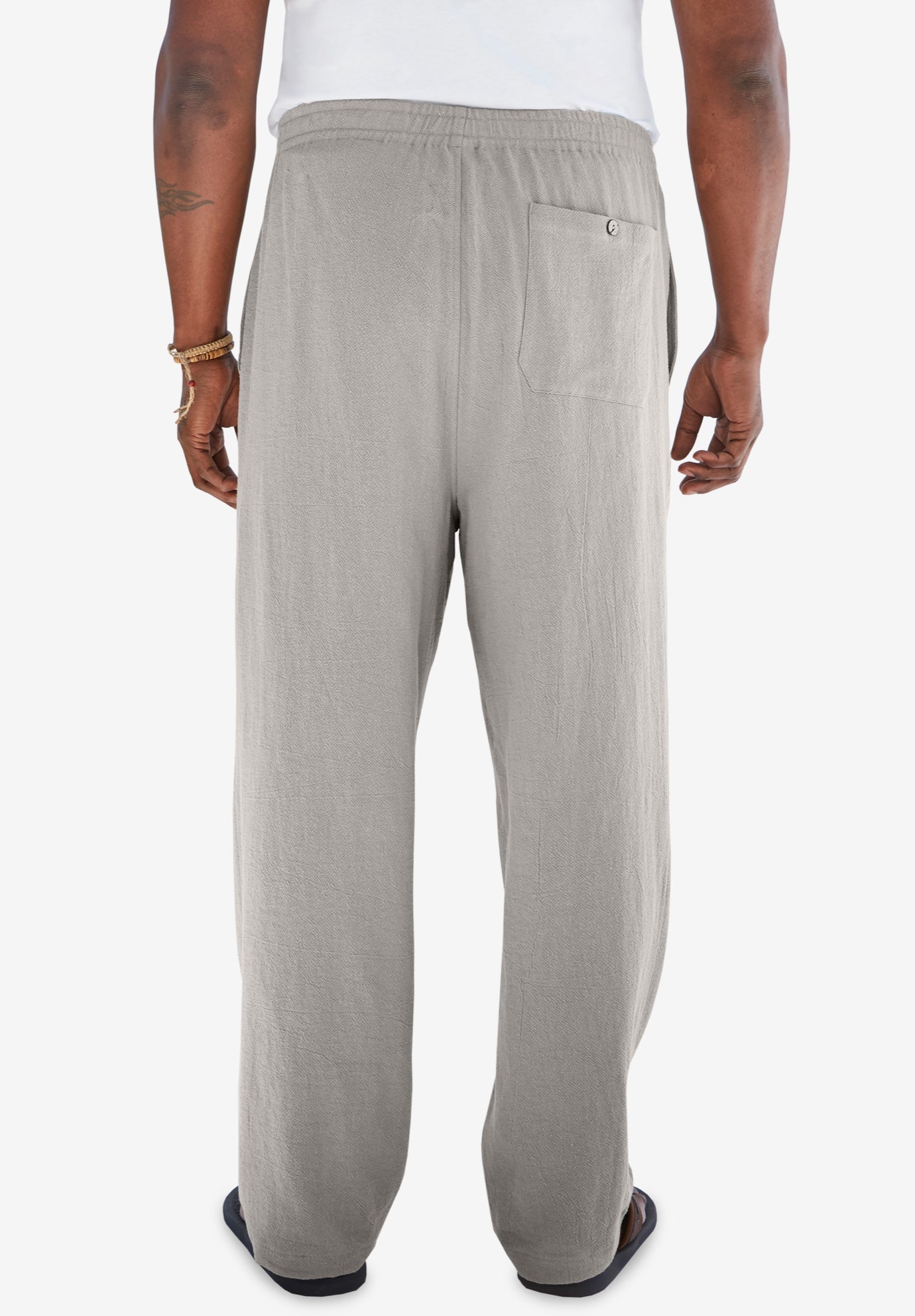 Elastic Waist Gauze Cotton Pants image number 3