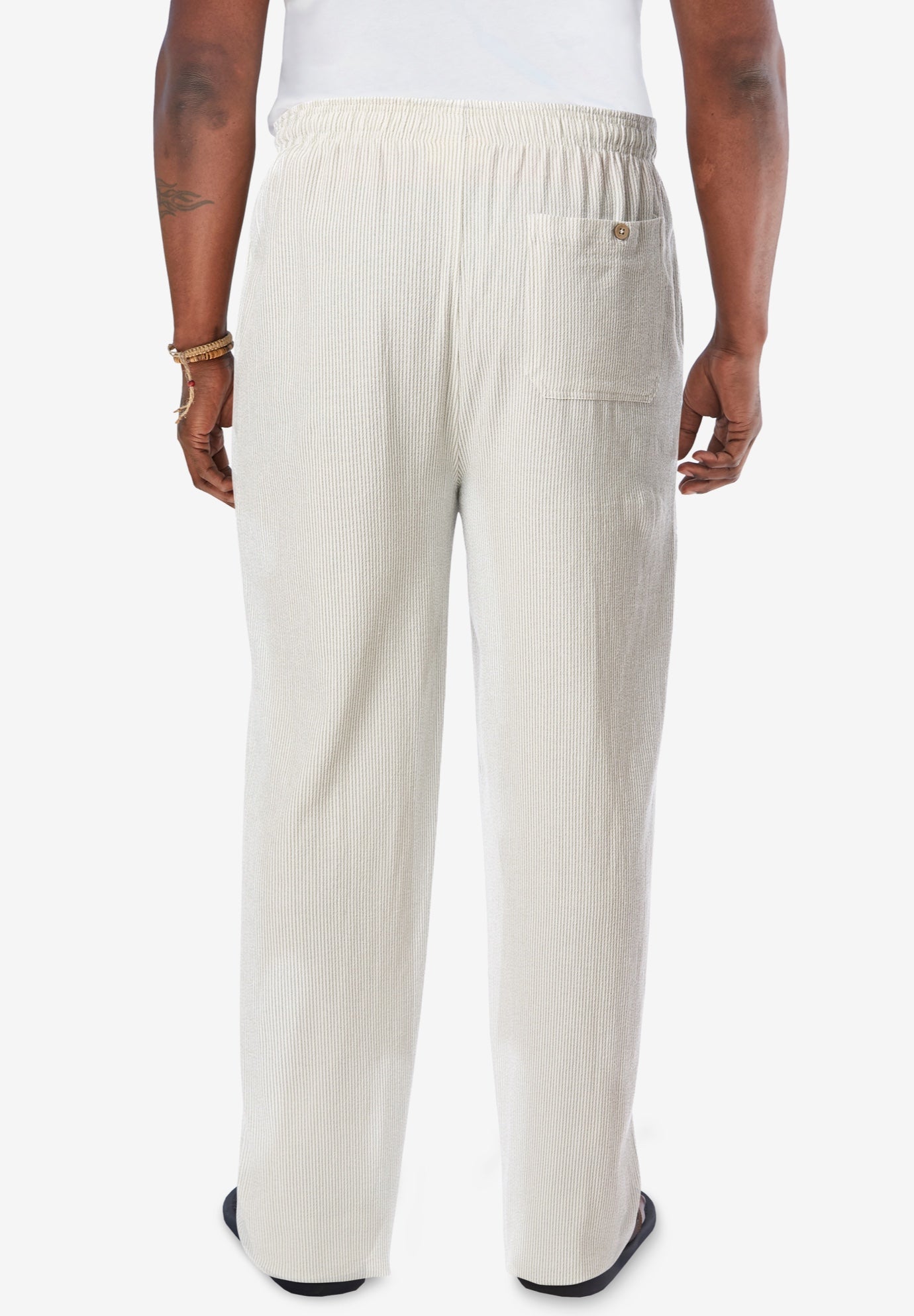 Elastic Waist Gauze Cotton Pants image number 2