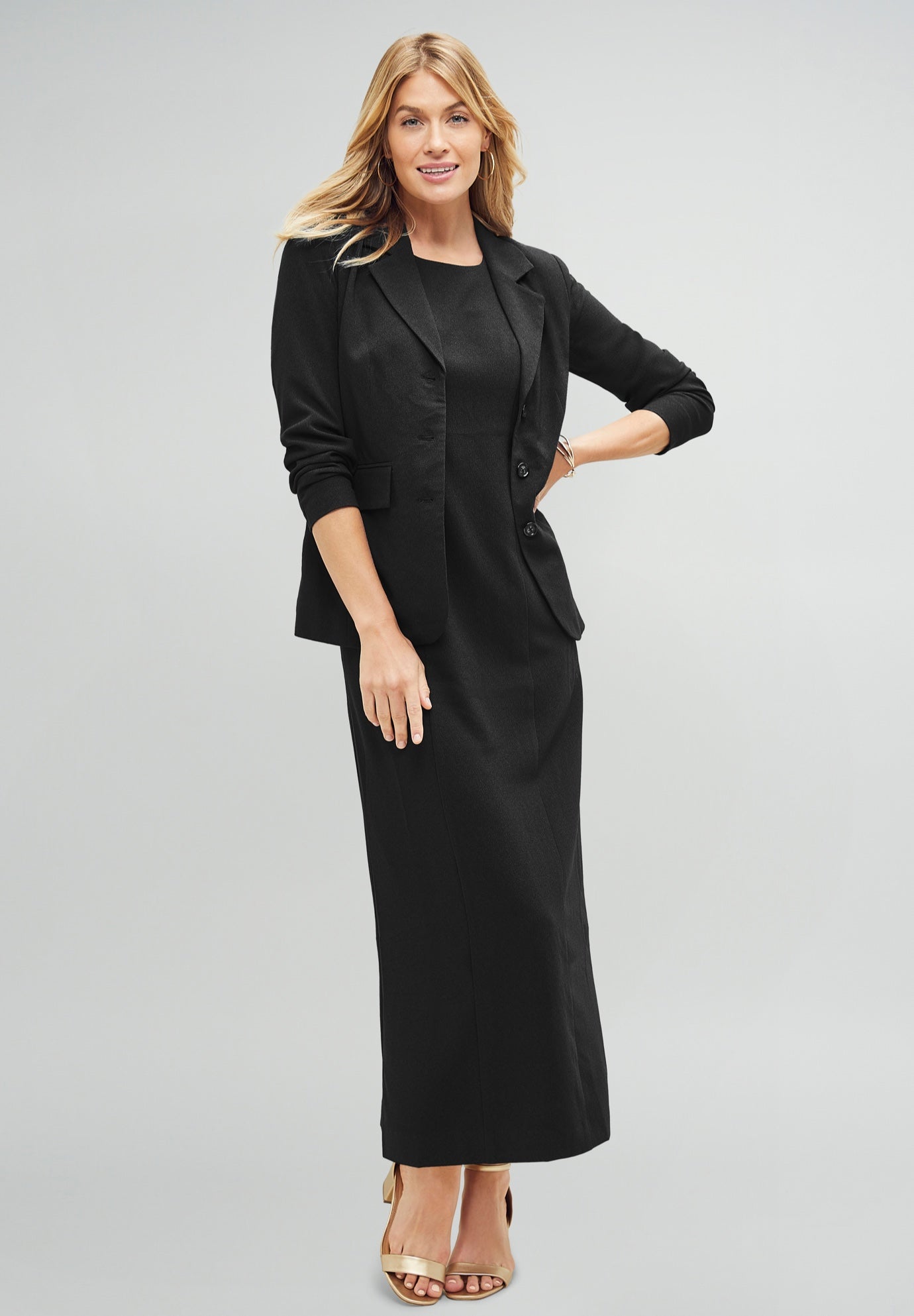 Stretch Crepe Maxi Jacket Dress image number 0