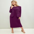 2-Piece Stretch Crepe Single-Breasted Maxi Jacket Dress image number null