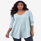 Plus Size Knit Thermal V Neck Swing Tunic – Long Sleeve image number null