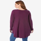Plus Size Knit Thermal V Neck Swing Tunic – Long Sleeve image number null