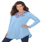 Plus Size Knit Thermal V Neck Swing Tunic – Long Sleeve image number null