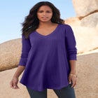 Plus Size Knit Thermal V Neck Swing Tunic &ndash; Long Sleeve image number null