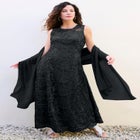 Plus-Size Allover Lace Embellished Shawl Gown image number null
