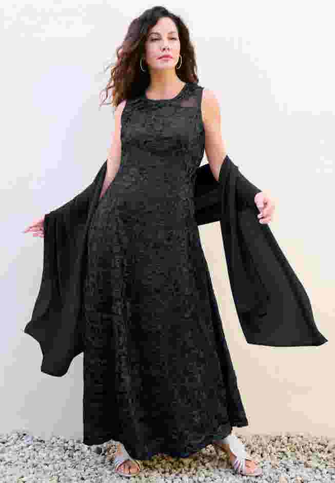 Embellished Gown With Shawl image number 0