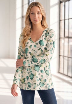 Plus Size Ultimate Long Sleeve V Neck Tee
