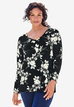 Plus Size Ultimate Long Sleeve V Neck Tee