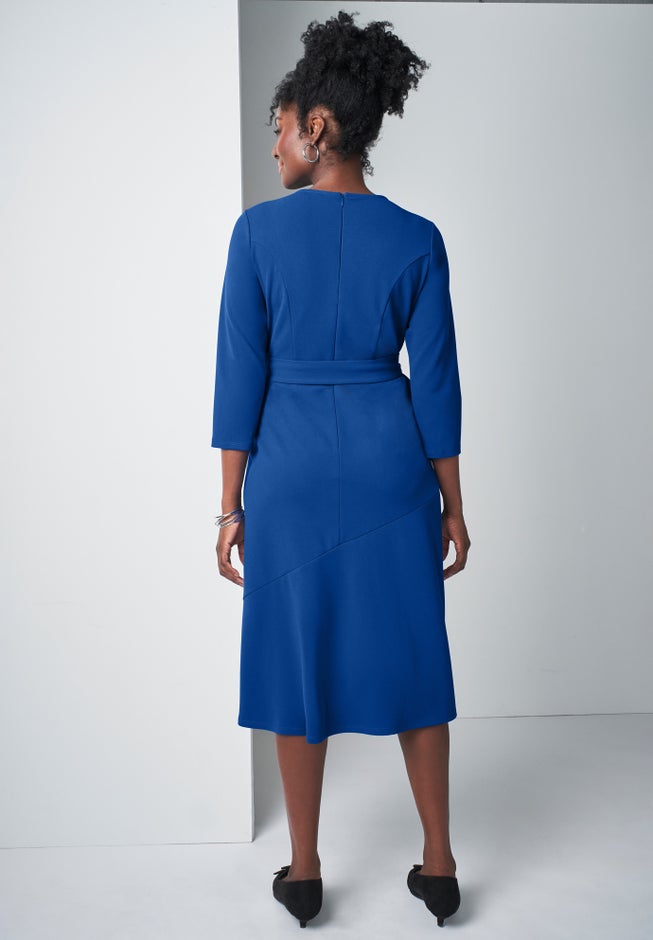 Knit Crepe Belt Dress image number 1