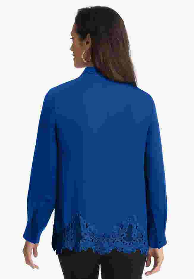 Lace Trim Bow Blouse image number 1