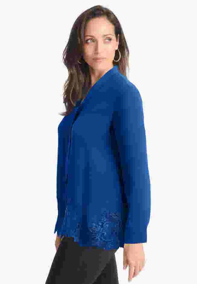 Lace Trim Bow Blouse image number 2