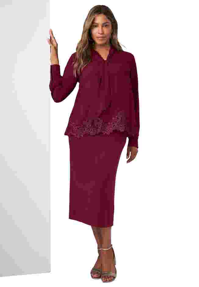 Lace Trim Bow Blouse image number 0