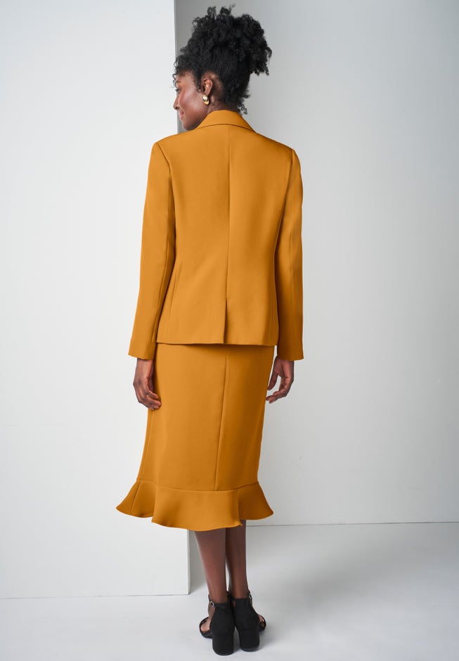 2-Piece Stretch Crepe Peplum Skirt Suit image number 1