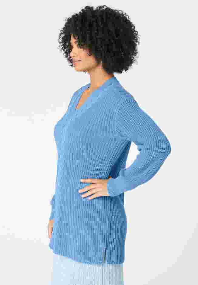 Cable Knit V Neck Sweater image number 2