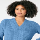 Cable Knit V Neck Sweater image number null