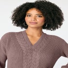 Cable Knit V Neck Sweater image number null