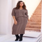 Cable Knit V Neck Sweater image number null