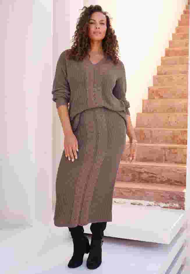 Cable Knit Midi Skirt image number 0