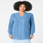 Cable Knit V Neck Sweater image number null