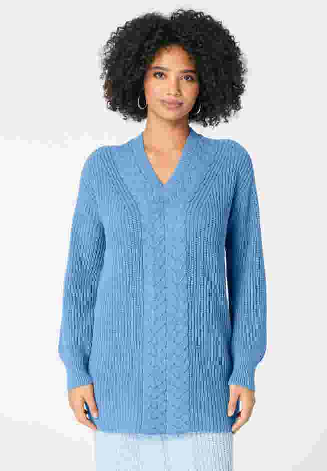 Cable Knit V Neck Sweater image number 0