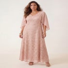 Plus-Size Allover Lace Gown with Capelet image number 0