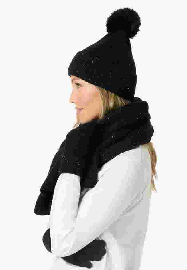 3-Pc Sequin Knitted Hat, Scarf And Gloves Set image number 1