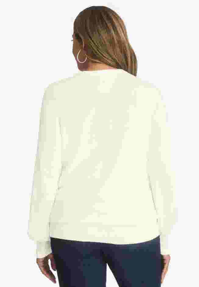 Cashmere Pointelle Cable Crew image number 1
