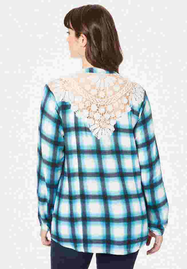 Lace-Back Plaid Big Shirt image number 1