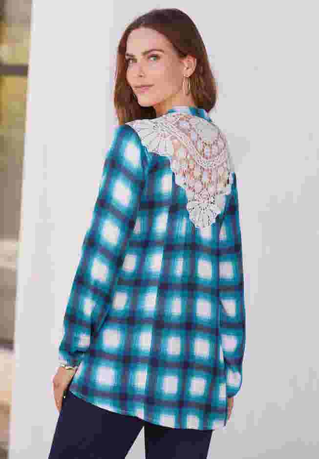 Lace-Back Plaid Big Shirt image number 4