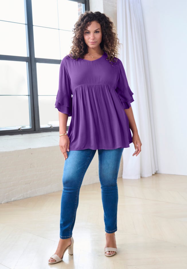 Hand Crinkled Flutter Sleeve Tunic image number 4