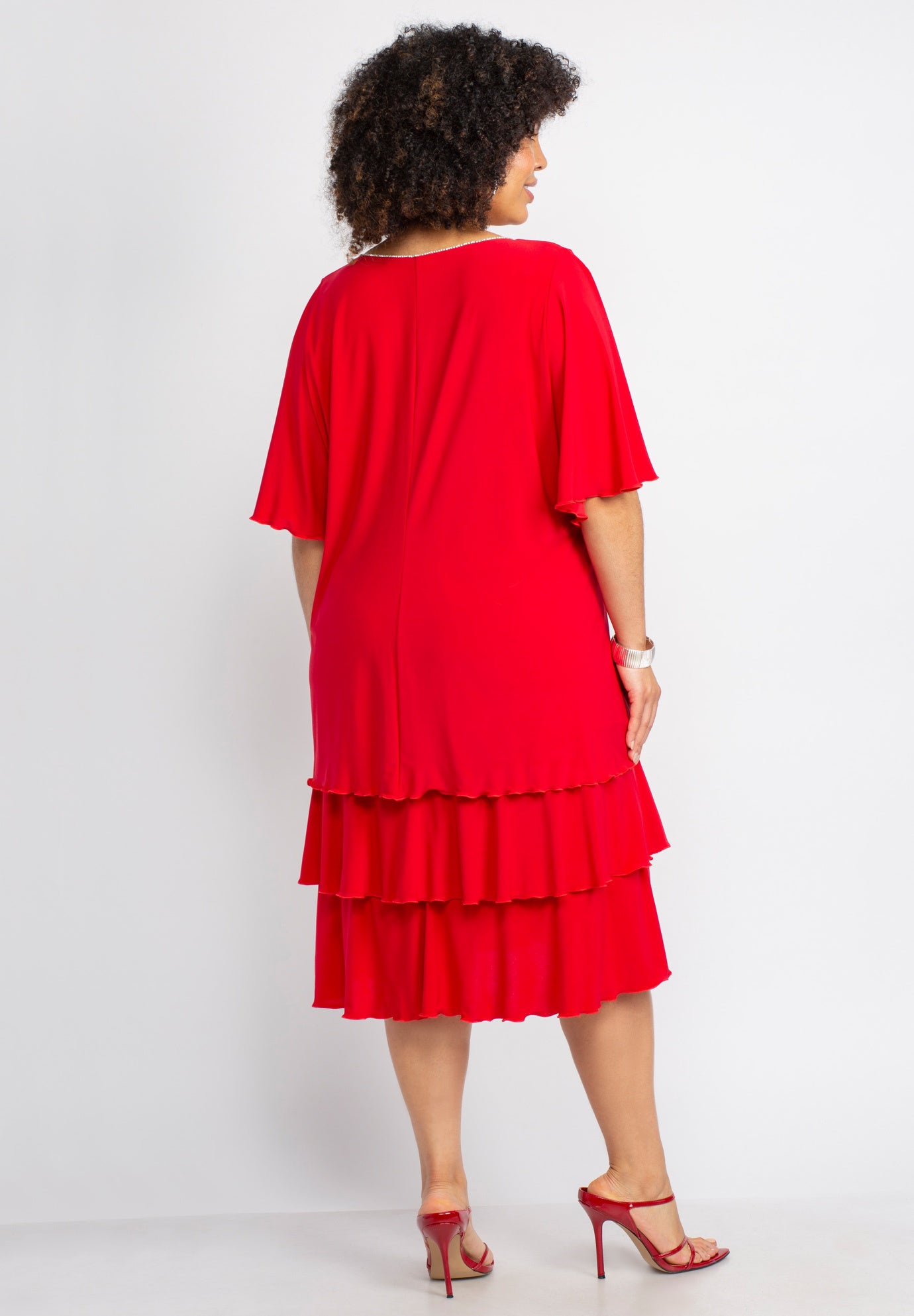 Embellished Keyhole Midi-Tier Dress image number 1