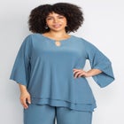 2-Piece Embellished Keyhole Pant Set image number null