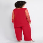 2-Piece Beaded Mesh Sleeve Pant Suit image number null