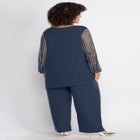 2-Piece Beaded Mesh Sleeve Pant Suit image number null