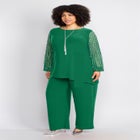 2-Piece Beaded Mesh Sleeve Pant Set image number null