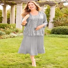 2-Piece Sequin & Charmeuse Jacket Dress Set image number null