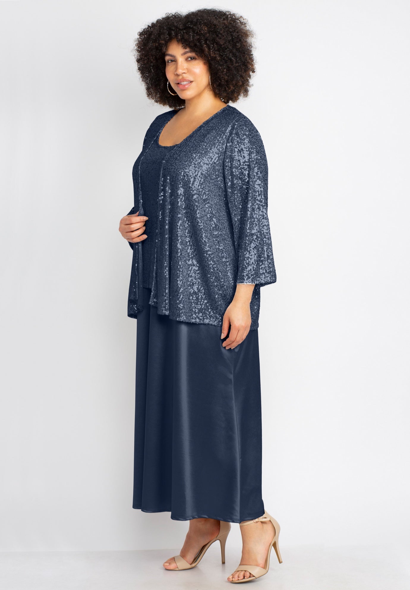 2-Piece Sequin & Charmeuse Jacket Dress Set image number 2