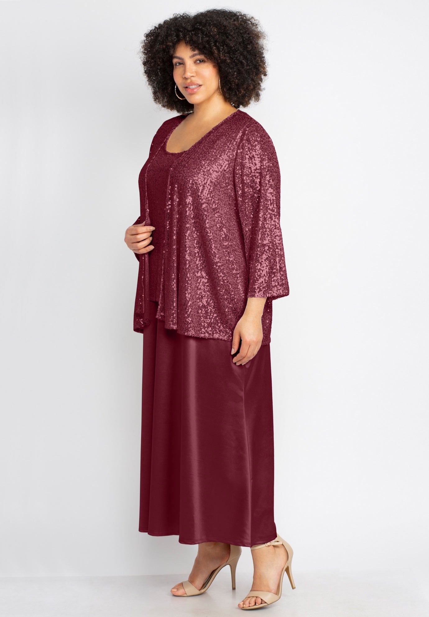 2-Piece Sequin & Charmeuse Jacket Dress Set image number 2