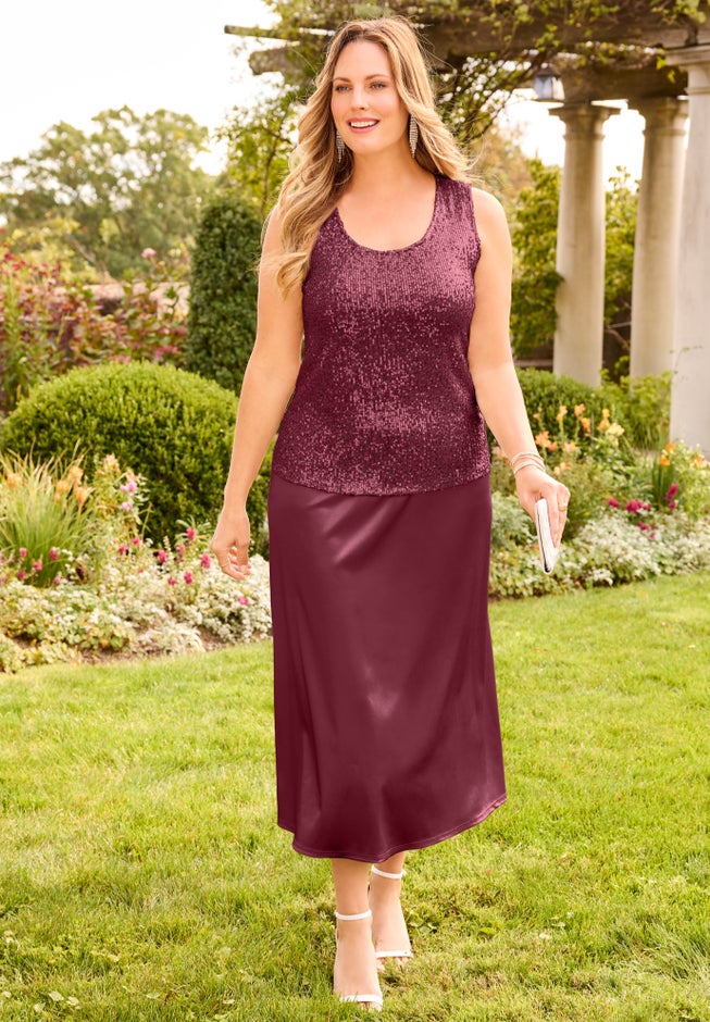 2-Piece Sequin & Charmeuse Jacket Dress Set image number 5