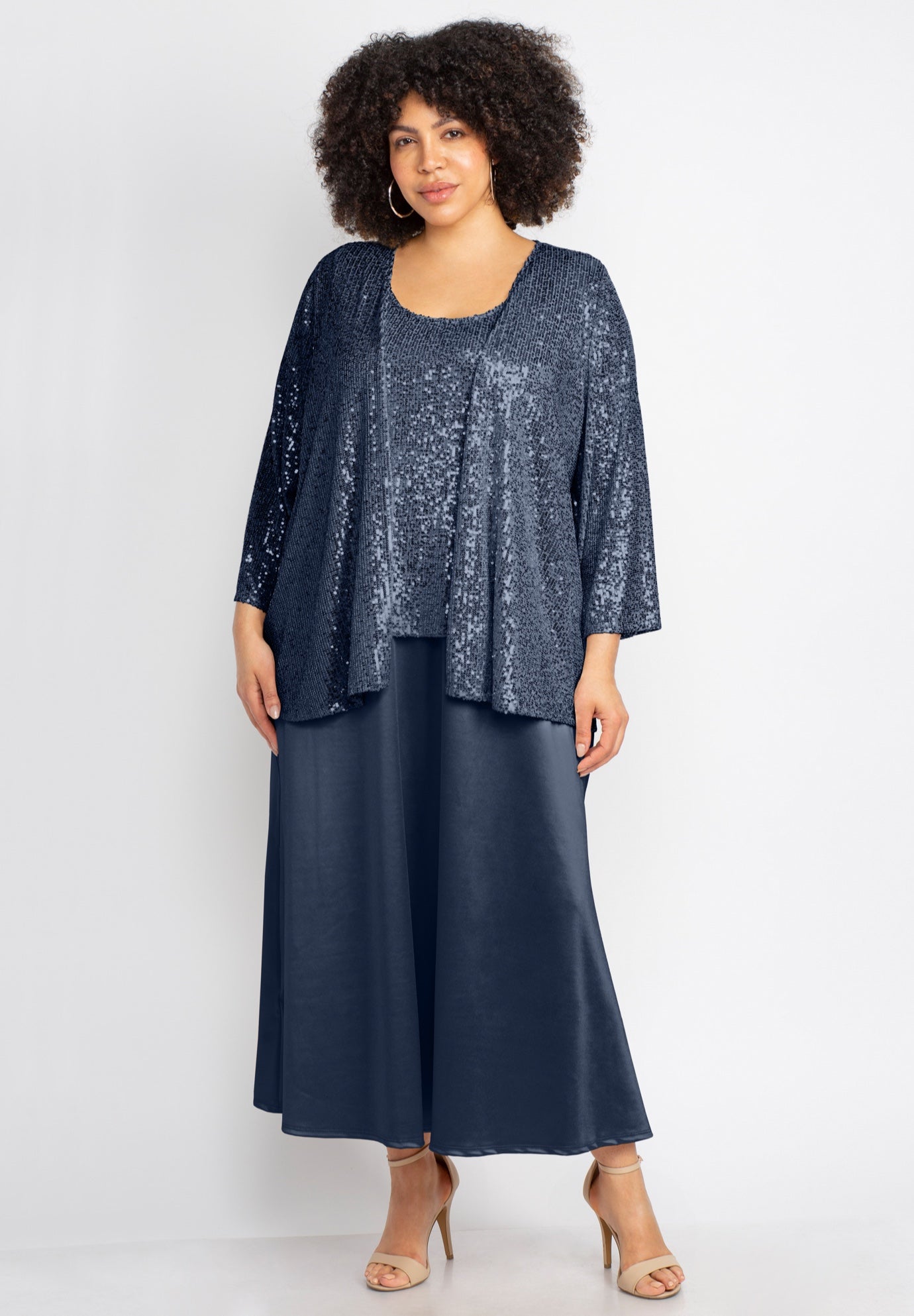 2-Piece Sequin & Charmeuse Jacket Dress Set image number 0