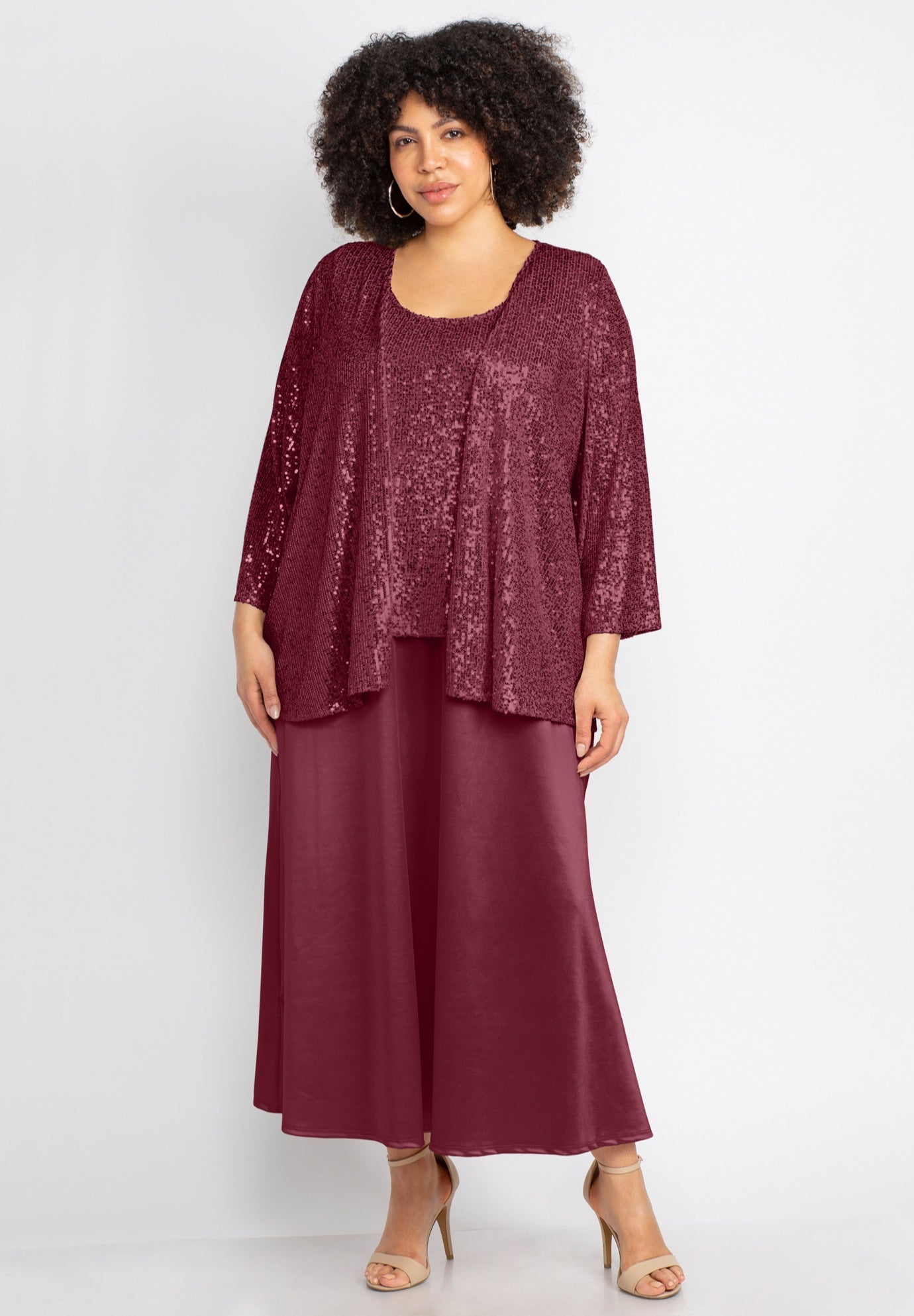 2-Piece Sequin & Charmeuse Jacket Dress Set image number 0