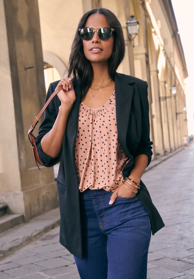 Plus Size Comfort Stretch Ponte Blazer image number 3